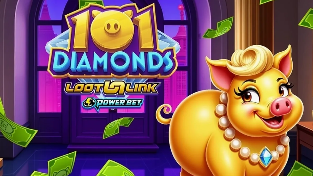 Tampilan visual slot 101 Diamonds dengan simbol berlian yang berkilau